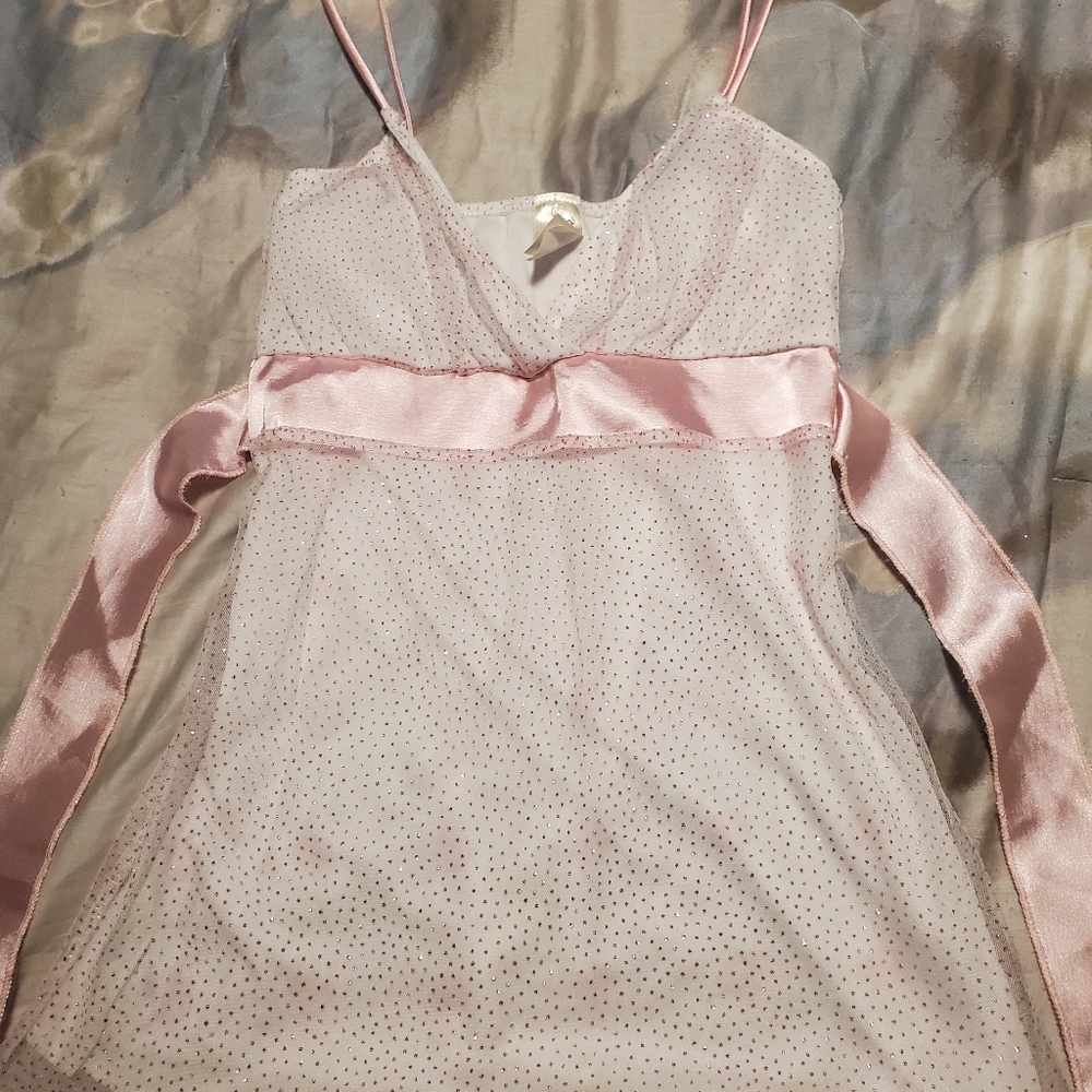 White and Pink Glitter Polka Dot Tie Back Tank